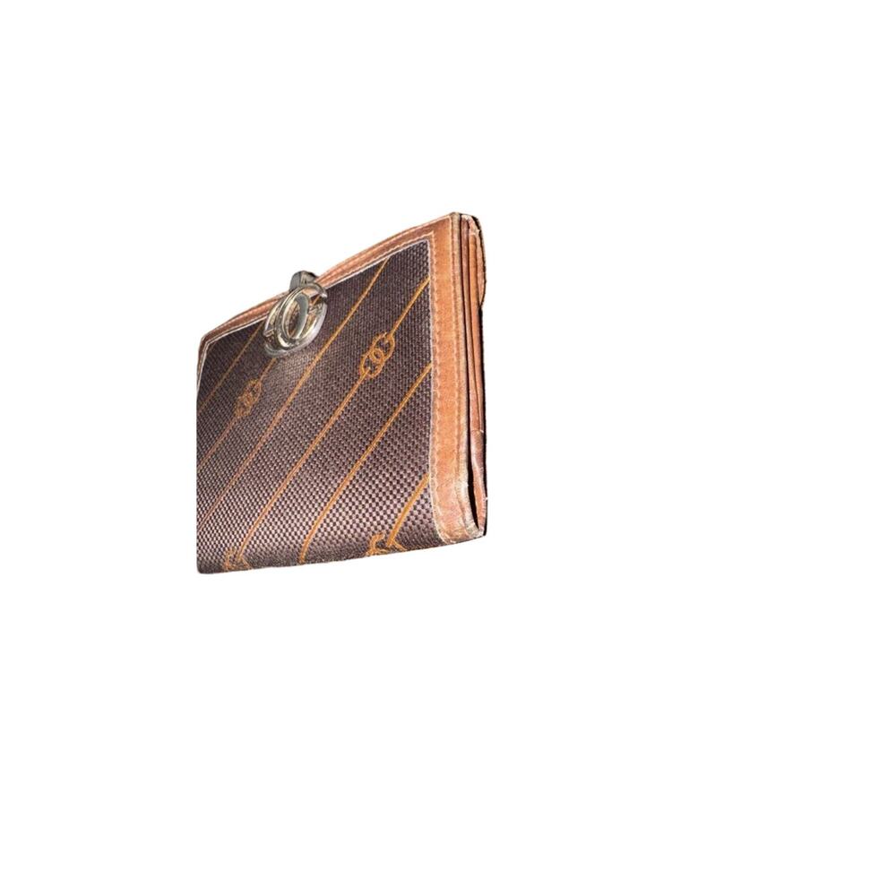 Gucci Diagonal Striped Canvas Leather Trim Bifold Wallet 70’s Early 80’s - Picture 4 of 11